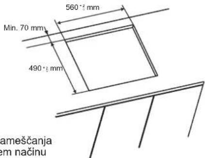 560*½ mm Min. 70 mm 490*½ mm ameščanja em načinu