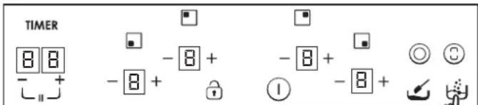 TIMER 8 8 - + - 8 + - 8 + - 8 + ① - 8 + Ⓞ Ⓤ