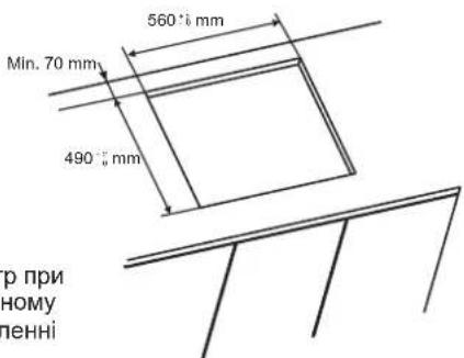 560 mm Min. 70 mm 490 mm гр при ному пенні