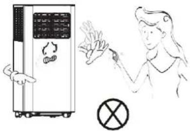 Illustration showing a refrigerator with a 'Stop' button and a person holding a hand near a crossed-out symbol.