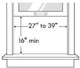 27" to 39" 16" min