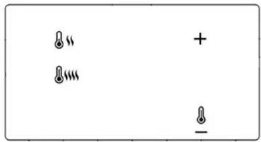 Diagram showing temperature symbols with plus and minus signs, likely indicating thermal or electrical polarity.
