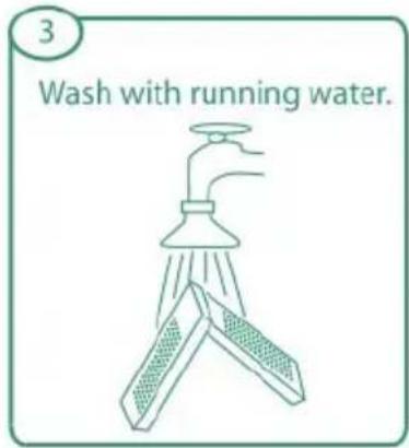 3 Wash with running water.