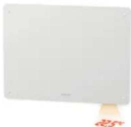 White rectangular electronic device with a small orange base and red '25' label at the bottom (no readable text or symbols on device)