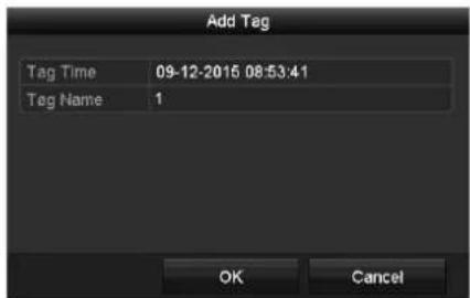Add Tag Tag Time 09-12-2015 08:53:41 Tag Name 1 OK Cancel