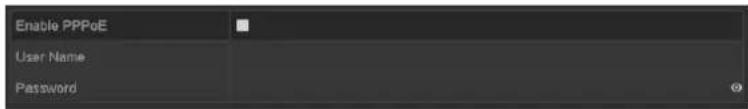 Enable PPPoE User Name Password