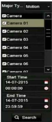 Major Ty... Motion Camera Camera 01 Camera 02 Camera 03 Camera 04 Camera 05 Camera 06 Camera 07 Start Time 14-07-2015 00:00:00 End Time 14-07-2015 23:59:59 Search