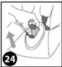 Illustration of a hand holding a small object with an arrow indicating direction, no text or symbols present