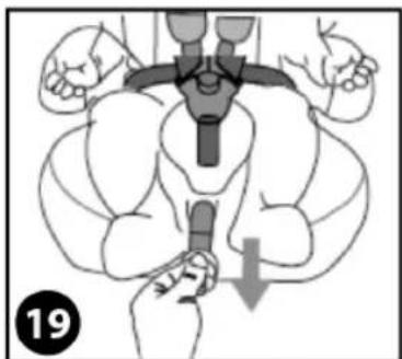 Illustration of a person wearing a shoulderbelt with a downward arrow indicating pressure or force (no text or symbols)