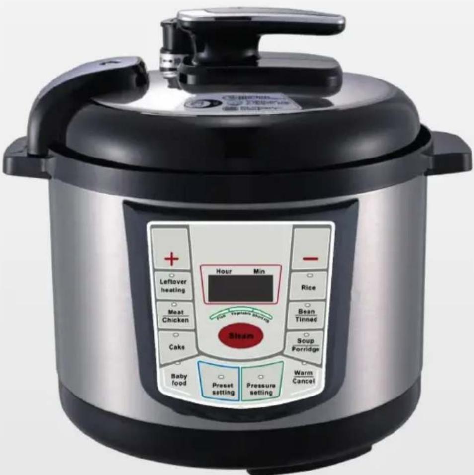 Leftover heating Meat Chicken Cake Baby food Preset setting Steam Pressure setting Warm Cancel Rice Bean Tinned Soup Forridge + - Hour Min