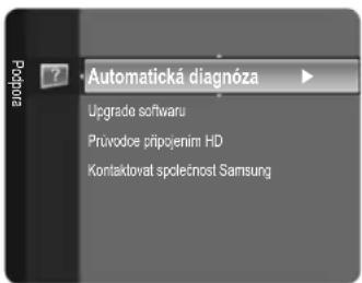 Automatická diagnóza Upgrade softwaru Průvodos připojením HD Kontaktovat společnost Samsung