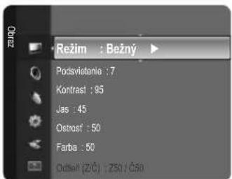 Režim : Bežný Podsvictoria : 7 Kontrast : 95 Jas : 45 Ostrošť : 50 Farba : 50 Odlet (Z/Č) : 250 / Č50