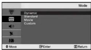 Mode Dynamic Standard Movie Custom Move Enter Return