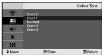 Colour Tone Cool 2 Cool 1 Normal Warm1 Warm2 Move Enter Return