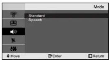 Mode Standard Speech Move Enter Return