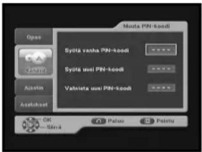 Mouta PN-koodi Syöta vanha PN-koodi Syöta uusi PN-koodi Valnista uusi PN-koodi OK Särä Palua Poietu