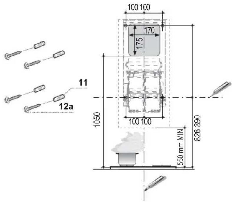 100 100 170 175 11 12a 1050 100 100 826 390 550 mm MIN