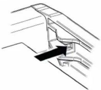 Technical line drawing of a mechanical assembly with a black arrow pointing to a component (no text or symbols present)