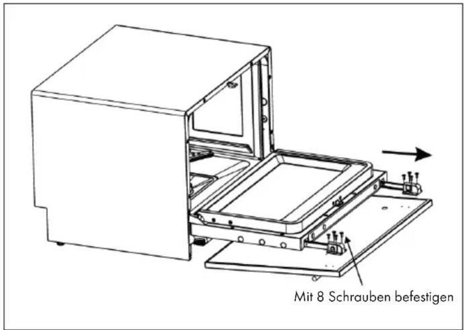 Mit 8 Schrauben befestigen