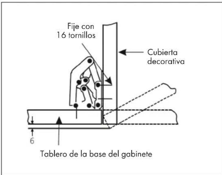 Fije con 16 tornillos Cubierta decorativa 6 Tablero de la base del gabinete