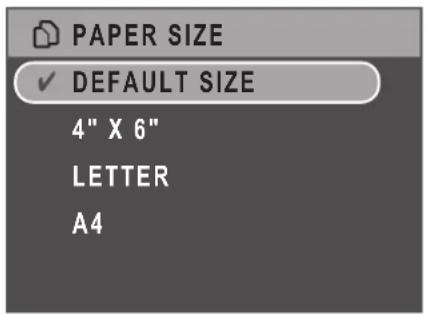 PAPER SIZE ✓ DEFAULT SIZE 4" X 6" LETTER A4