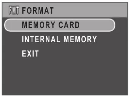 FUT FORMAT MEMORY CARD INTERNAL MEMORY EXIT