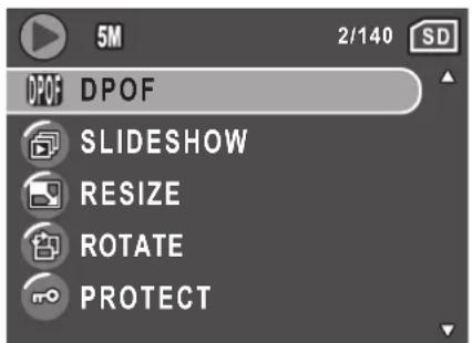 5M 2/140 SD DPOF SLIDESHOW RESIZE ROTATE PROTECT