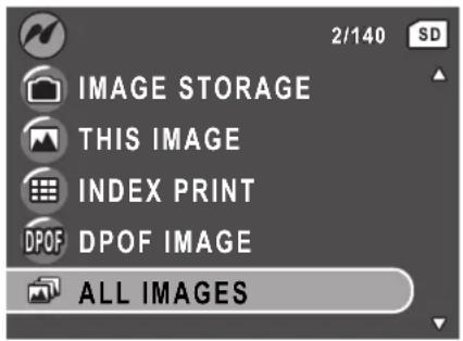 2/140 SD IMAGE STORAGE THIS IMAGE INDEX PRINT DPOF IMAGE ALL IMAGES