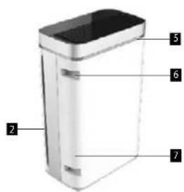 Diagram of a rectangular device with numbered parts labeled 2 through 7