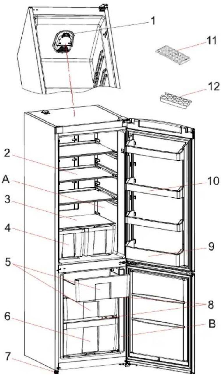 Icecool CBNF1854A+ - PARTES Y COMPARTIMENTOS DEL FRIGORÍFICO - 1