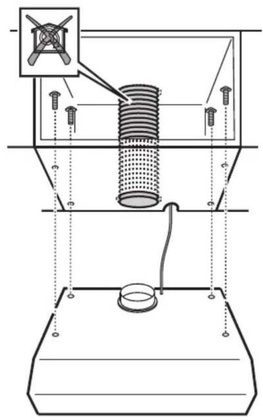 Technical diagram of a mechanical assembly with labeled components and a magnified inset showing a crosshair device.