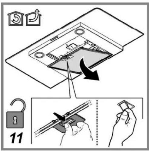 Diagram illustrating a door lock operation with labeled components and instructions for locking the lock.