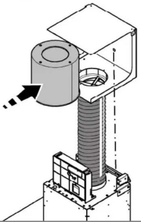 Technical illustration of a mechanical testing device with a cylindrical component and threaded shaft (no text or symbols)