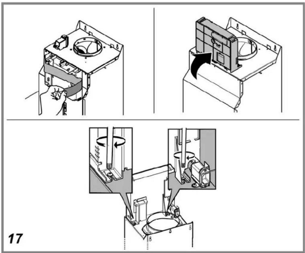 Technical diagram illustrating three stages of a device operation with labeled parts and directional arrows indicating motion.