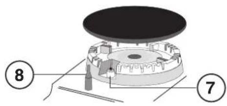 Diagram of a mechanical assembly with numbered components, likely illustrating a gear or cam mechanism.