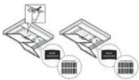 Diagram illustrating a device's internal structure with labeled components and a magnified view of the screen.