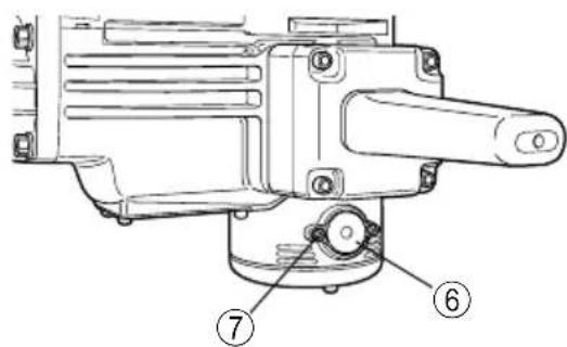 Technical diagram of a mechanical device with numbered parts labeled ⑥ and ⑦