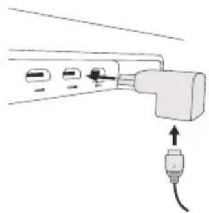 Diagram of a cable connector with ports and cable outlet (no text or symbols)