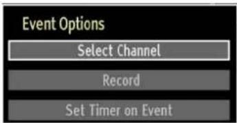Event Options Select Channel Record Set Timer on Event