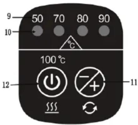 9 50 70 80 90 10 100 °C 12 11 S +