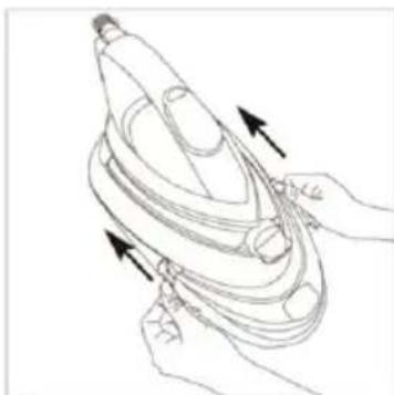 Line drawing of hands holding a device with arrows indicating motion (no text or symbols)