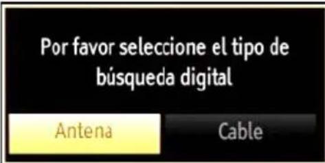 Por favor seleccione el tipo de búsqueda digital Antena Cable