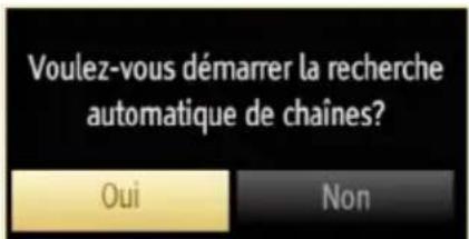 Voulez-vous démarrer la recherche automatique de chaînes? Oui Non