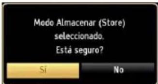 Mode Almacenar (Store) seleccionado. Está seguro? Sí No