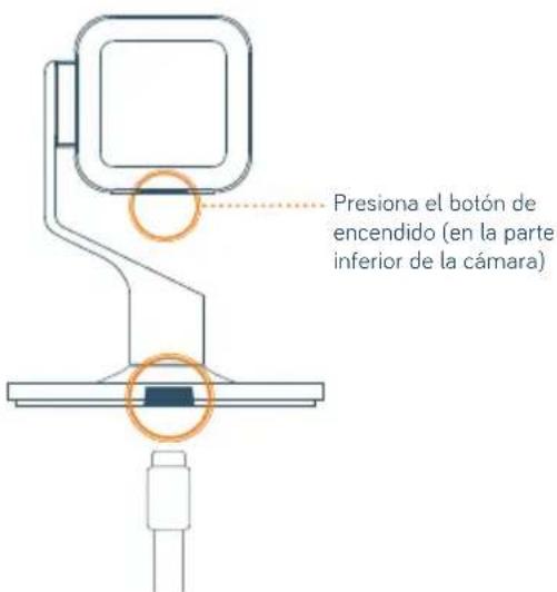 Presiona el botón de encendido (en la parte inferior de la cámara)