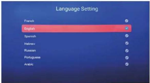 Language Setting French English Spanish Hebrew Russian Portuguese Arabic