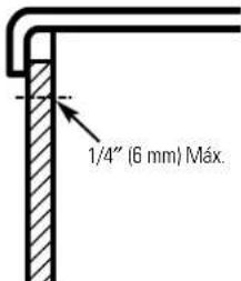 1/4" (6 mm) Máx.