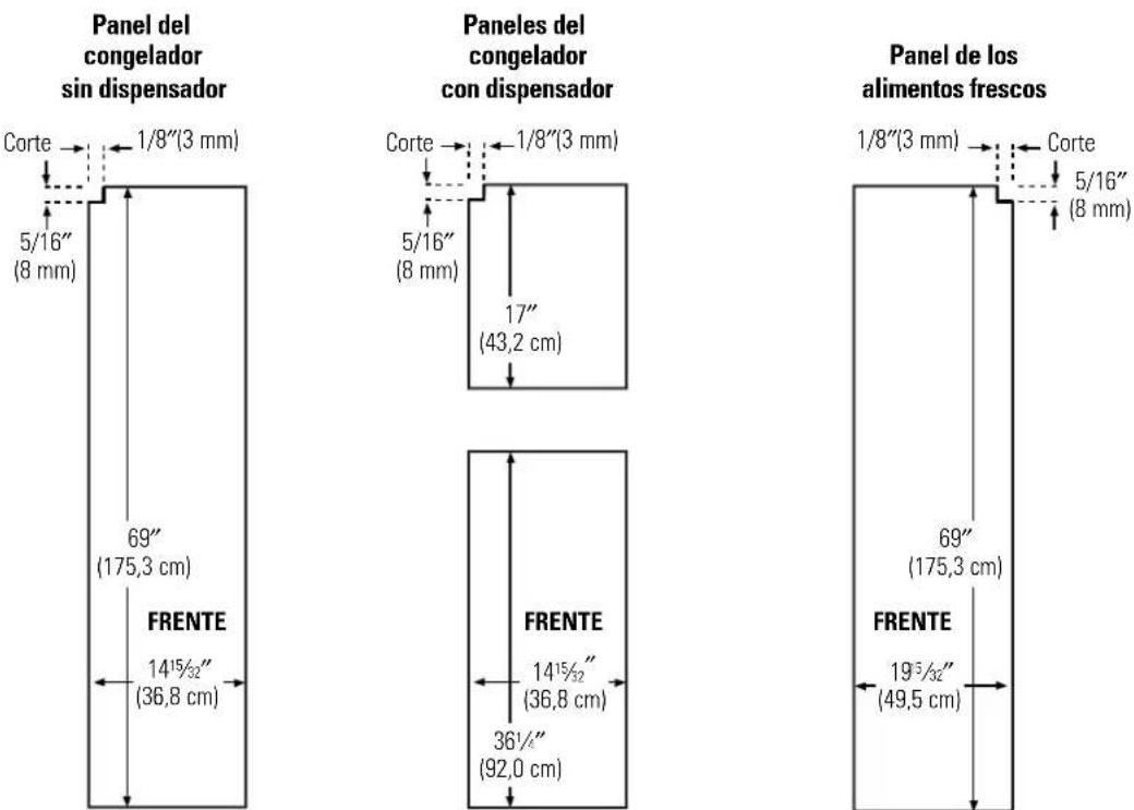 GE PSF26PGSBB - 25' Dimensiones CustomStyle™ de los paneles precortados - 1