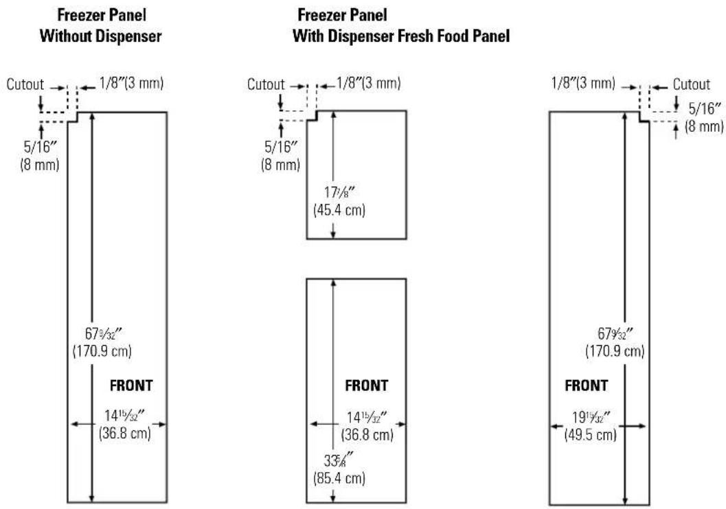 GE PSF26PGSBB - 23' Dimensions for Custom Wood Panels - 1