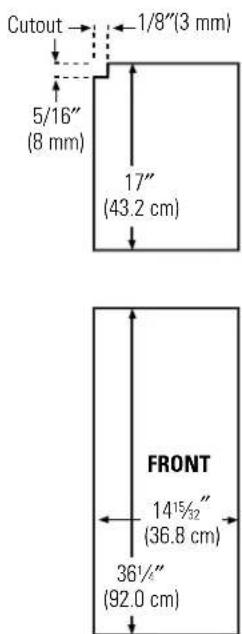 Cutout 1/8"(3 mm) 5/16" (8 mm) 17" (43.2 cm) FRONT 14½" (36.8 cm) 36½" (92.0 cm)